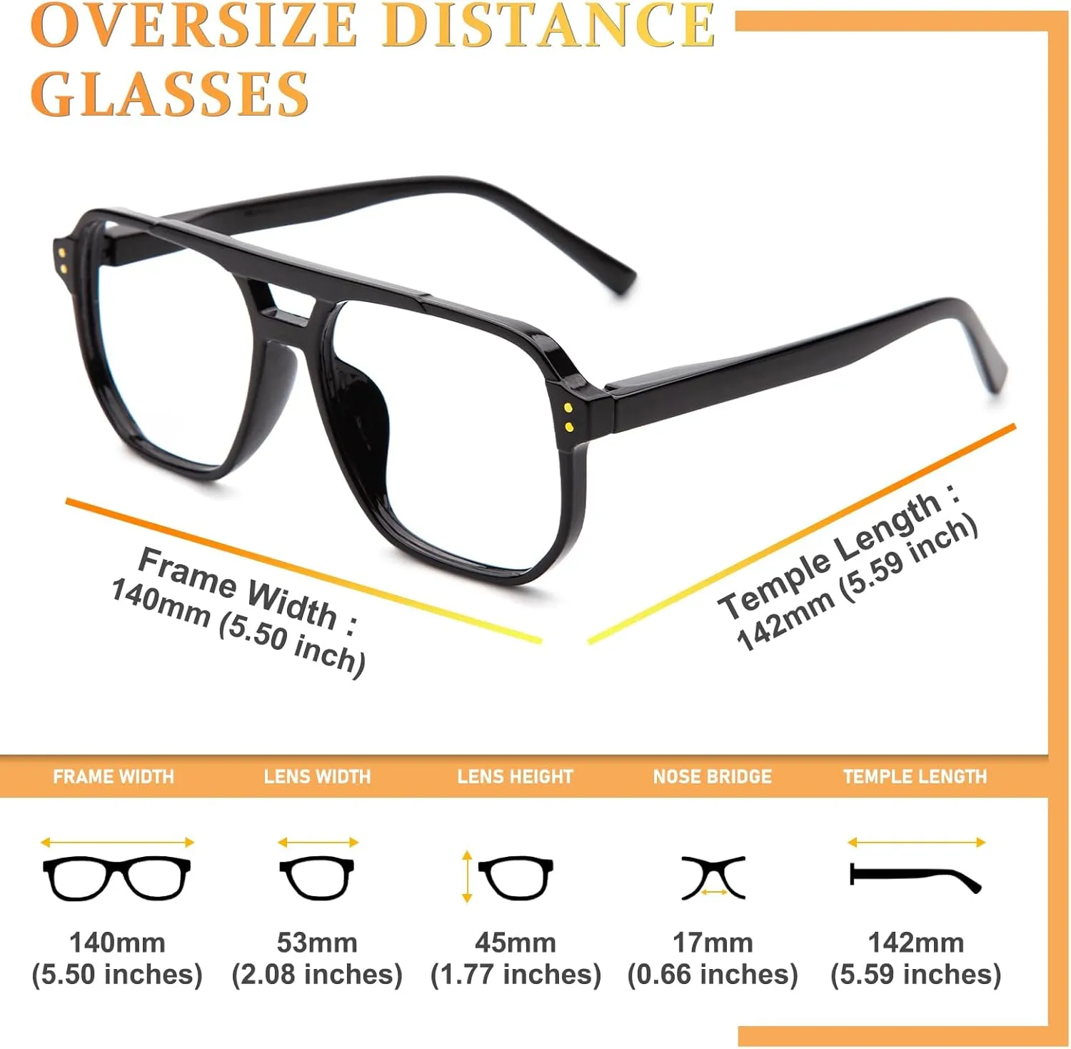 JO Progressive Multifocus Reading Glasses Men Women Oversize XL - No Line Progressive Reader Half-Rim for Mid-Near