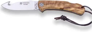 Joker COCKER Hunting Skinning Knife, 3.54-inch Blade with Olive/Bocote Wood Handle, Leather Lanyard – Tool for Fishing, Hunting, Camping, and Hiking (Olive Wood)