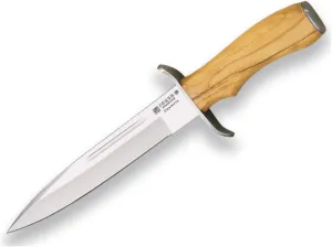 Joker Hunting Knife CO32 Chamoís, with Olive Wood Handle and 7.08 inches MOVA Blade, Brown Leather Sheath, Stainless Steel Ferrule, Fishing, Hunting, Camping and Hiking Tool.
