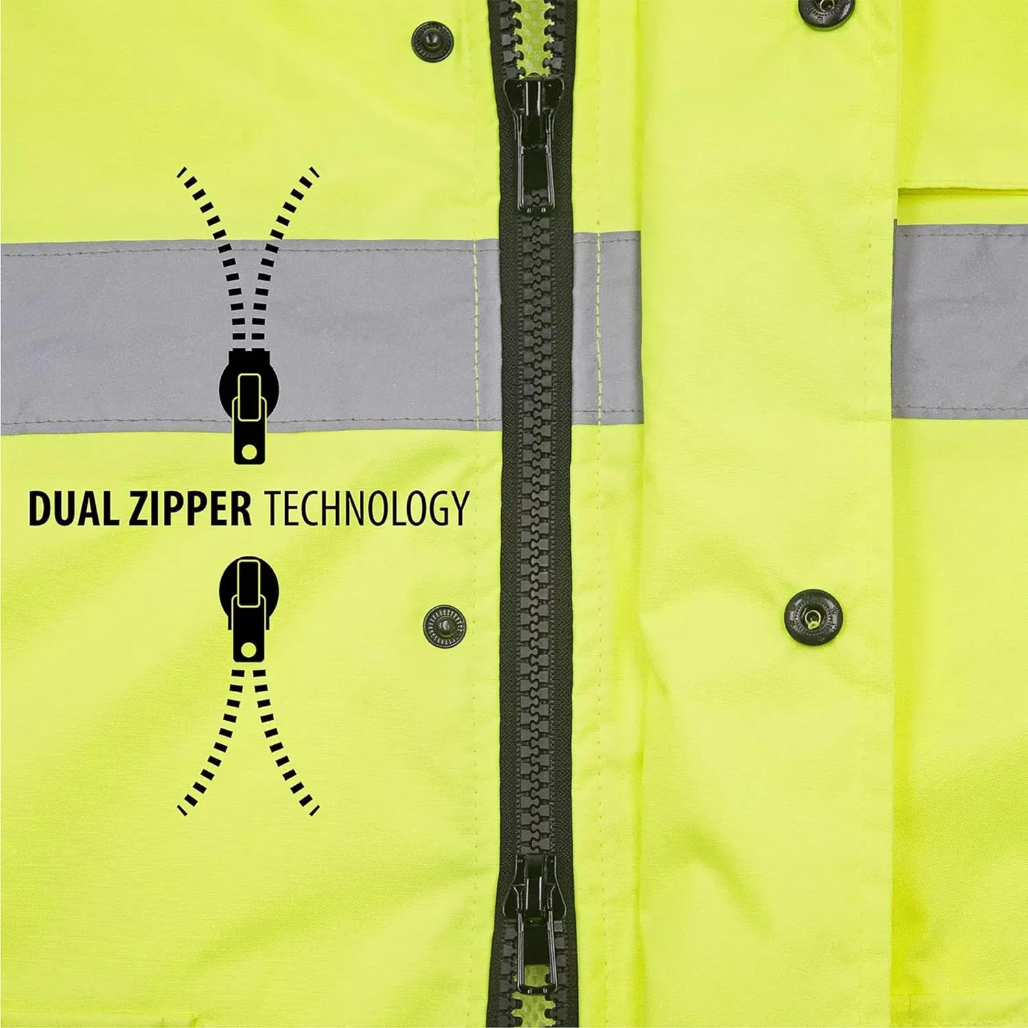 JORESTECH Safety Rain Jacket Waterproof Reflective High Visibility with Interior Mesh Yellow/Lime ANSI Class 3 Level 2 Type R JK-03 (XL)