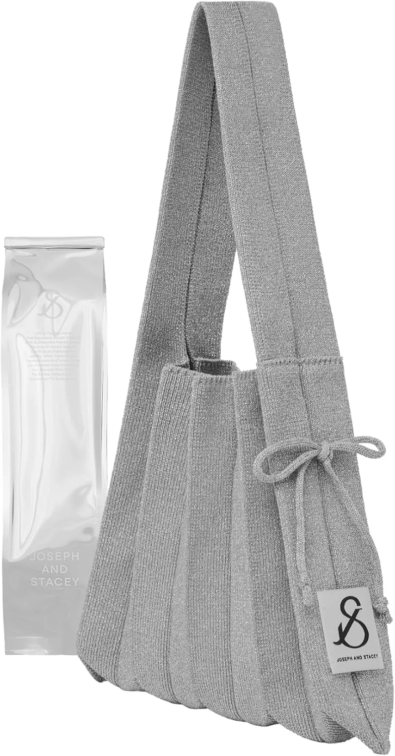 JOSEPH & STACEY Lucky Pleats Knit Bag Starry S | Sustainable Foldable Women's Tote Bag | Lightweight Minimalist Everyday Bag