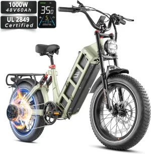 Juliet III/Juliet II/Juliet Dual Motor Electric Bike for Adults 2500W/1700W/1200W Peak 34/31Mph Ebike 52V/48V 60Ah Long Range 20" Fat Tires Full Suspension E-Bike UL2849 Certified