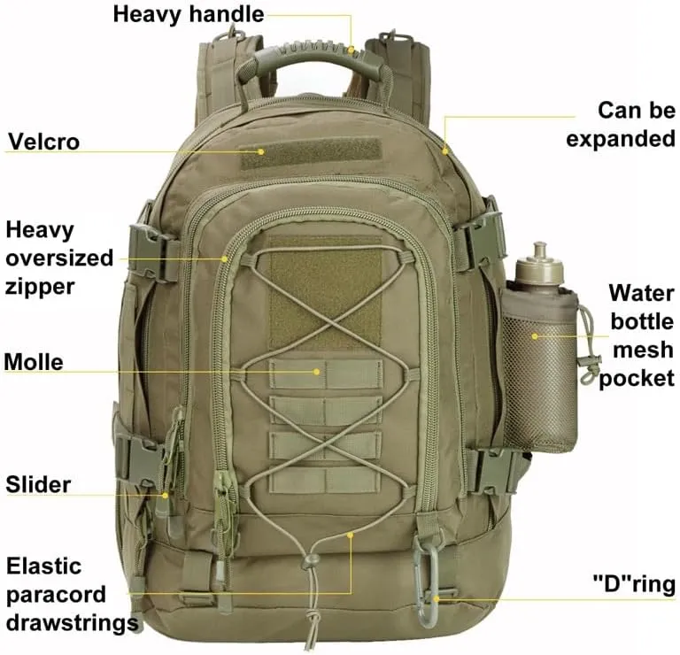 Jungle Leopard 60L Backpack for Men Large Military Backpack Tactical Travel Backpack for Work Camping Hunting Hiking (Color : BP-ZY74-WD)