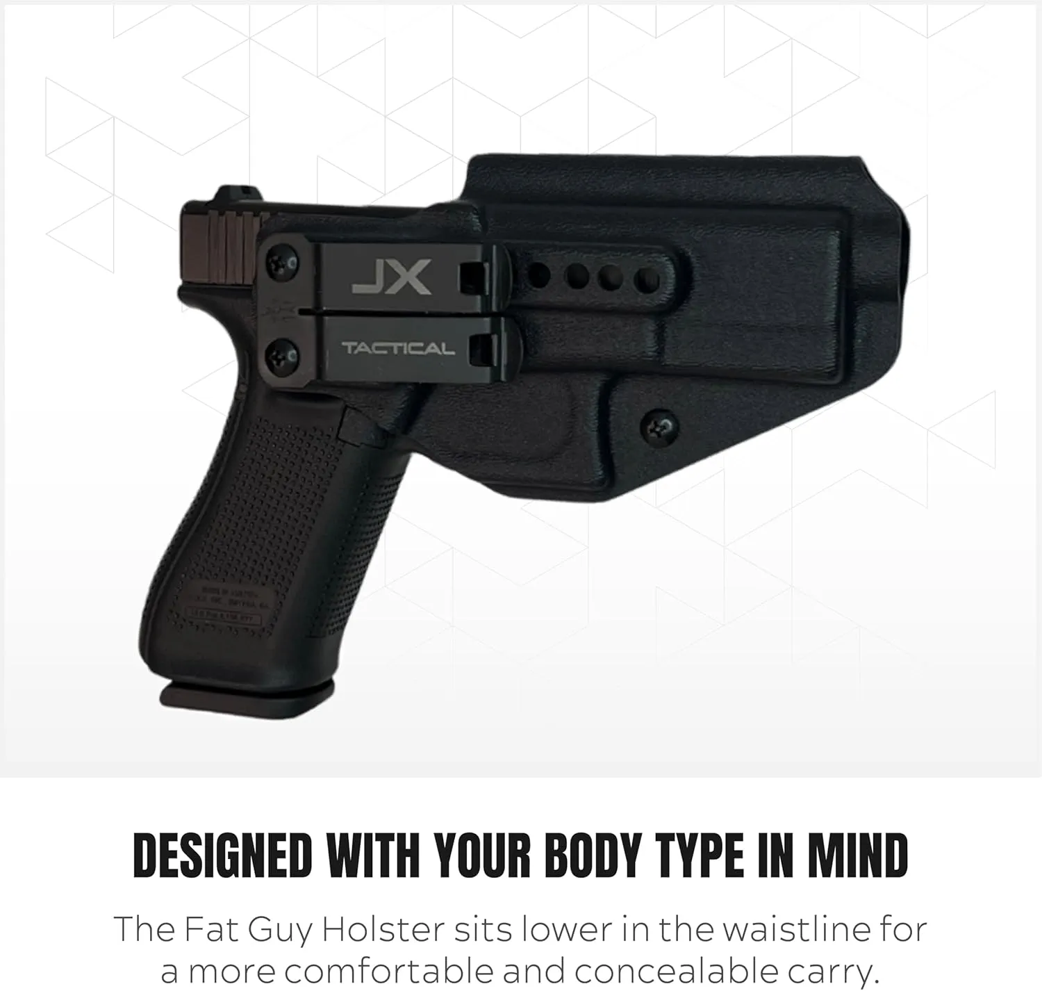JX Tactical Fat Guy Holster - Concealed Carry Pistol Holster, Comfortable Inside The Waistband, Monoblock Clip, Pistol Accessories, Optics Ready - Made in USA