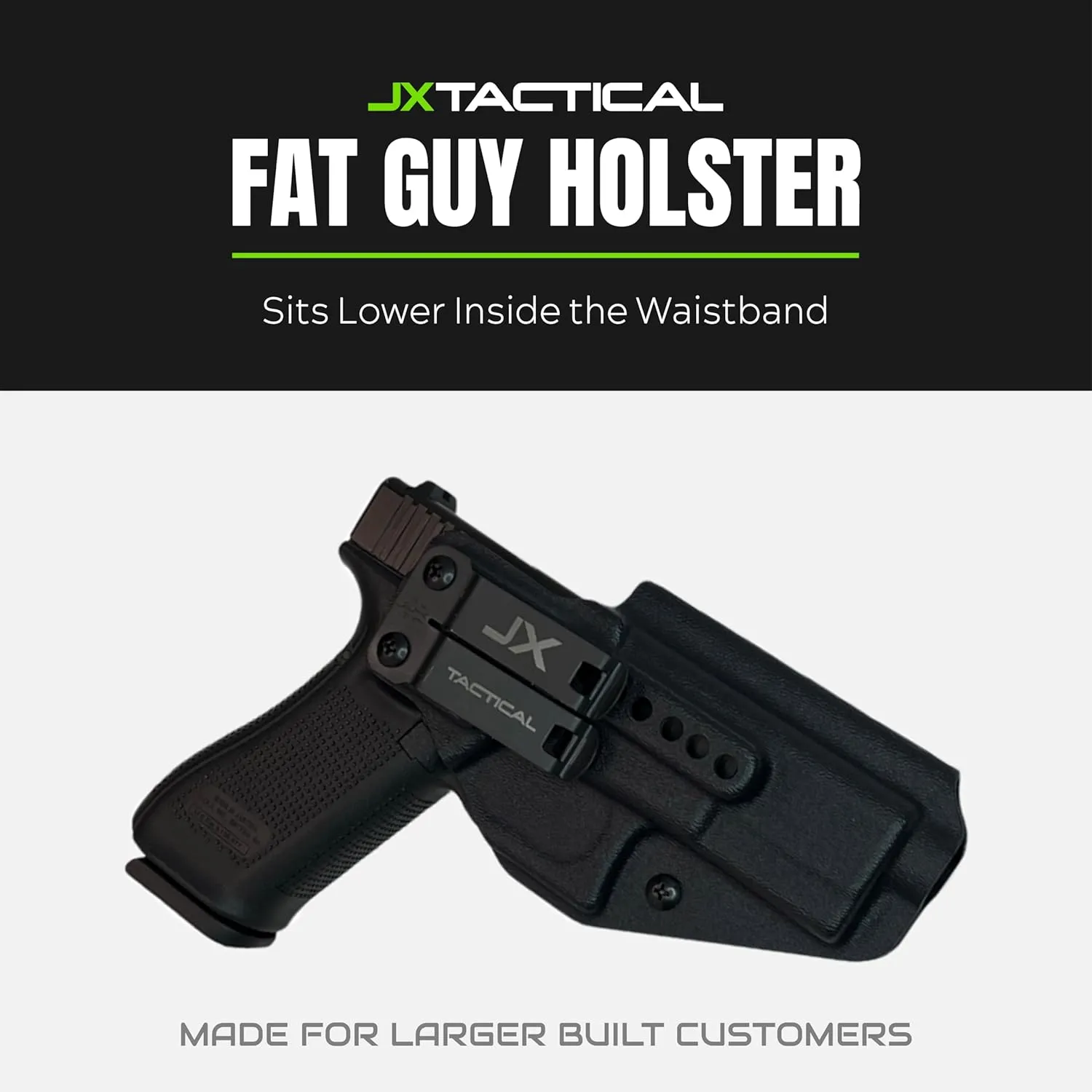 JX Tactical Fat Guy Holster - Concealed Carry Pistol Holster, Comfortable Inside The Waistband, Monoblock Clip, Pistol Accessories, Optics Ready - Made in USA