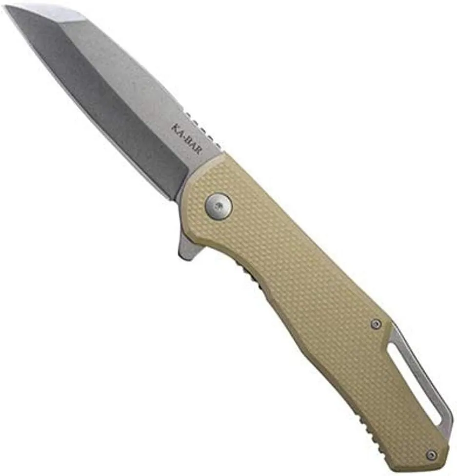 Ka-Bar 7508 Jarosz Flipper, Wharncliffe, 3.375" Blade, Hollow Grind, G10 Handle