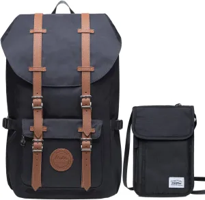 KAUKKO Laptop Outdoor Backpack Traveling Rucksack Fits 15.6 Inch Laptop (5-11-BLACK2PC)