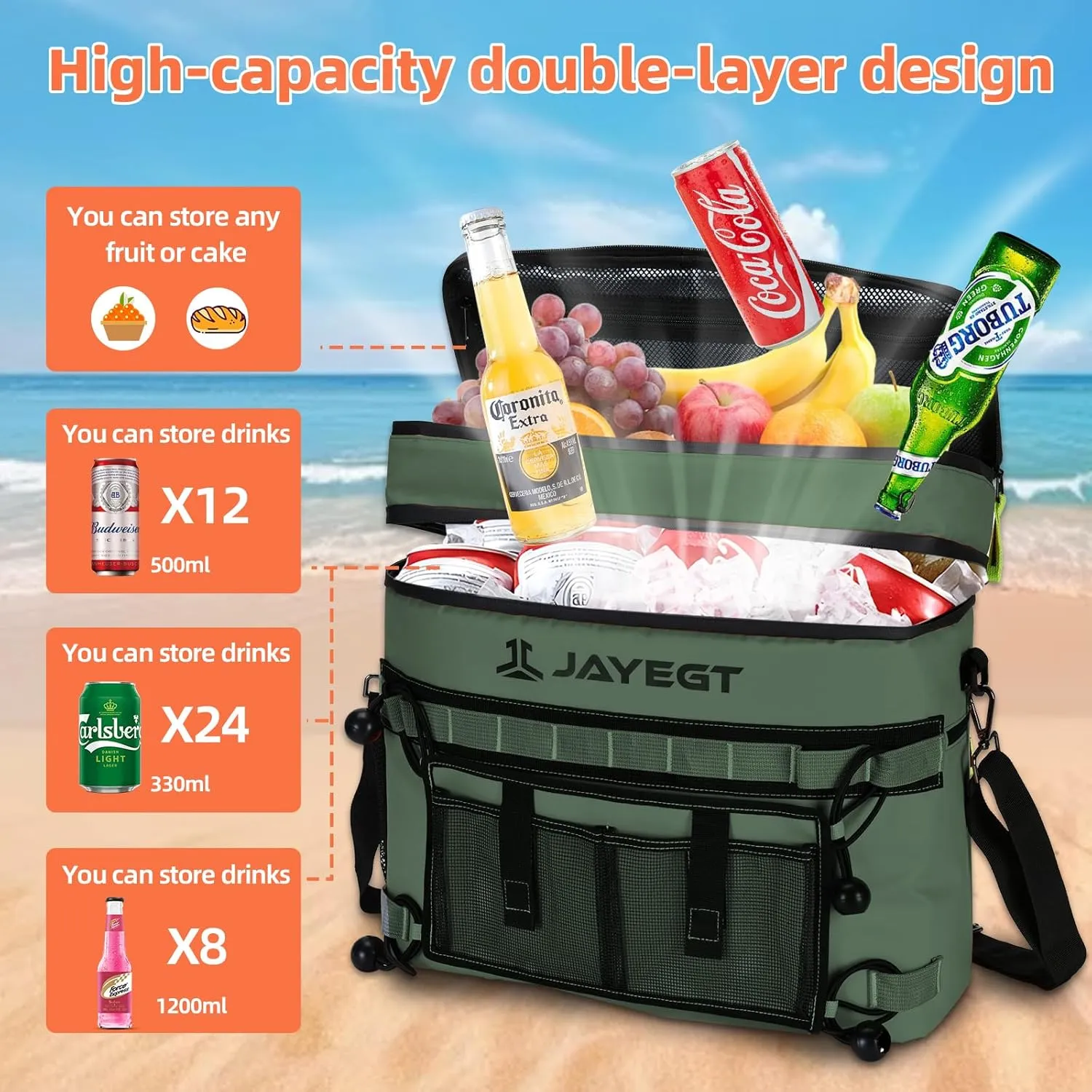 Kayak Cooler Behind Seat - Waterproof Cooler Bag Compatible with Lawn-Chair Seat Kayak，Kayak Accessories Camping Cooler, Portable Ice Chest for Fishing, Beach, Travel,Picnic, Cooler Leak-Proof