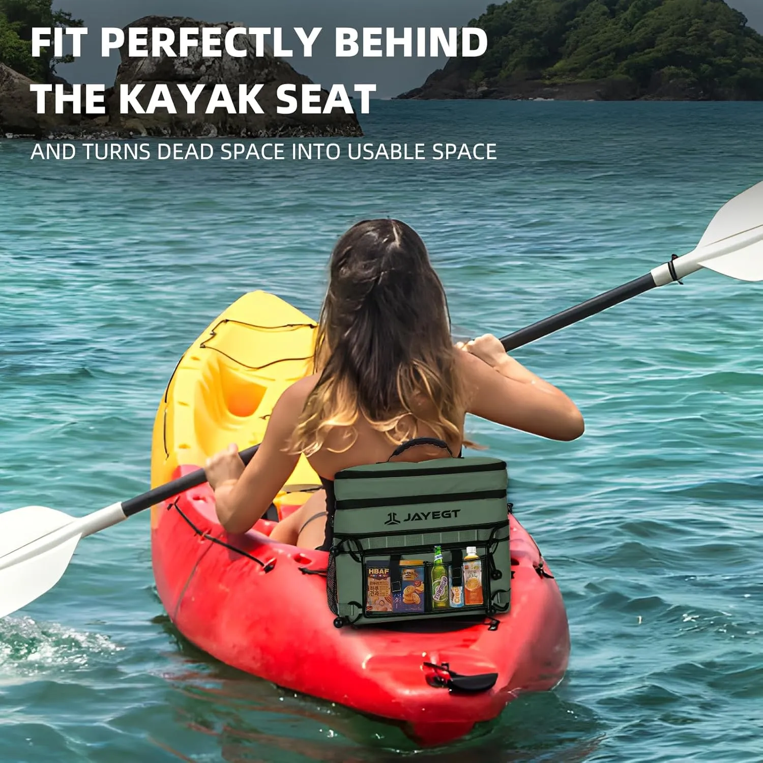 Kayak Cooler Behind Seat - Waterproof Cooler Bag Compatible with Lawn-Chair Seat Kayak，Kayak Accessories Camping Cooler, Portable Ice Chest for Fishing, Beach, Travel,Picnic, Cooler Leak-Proof