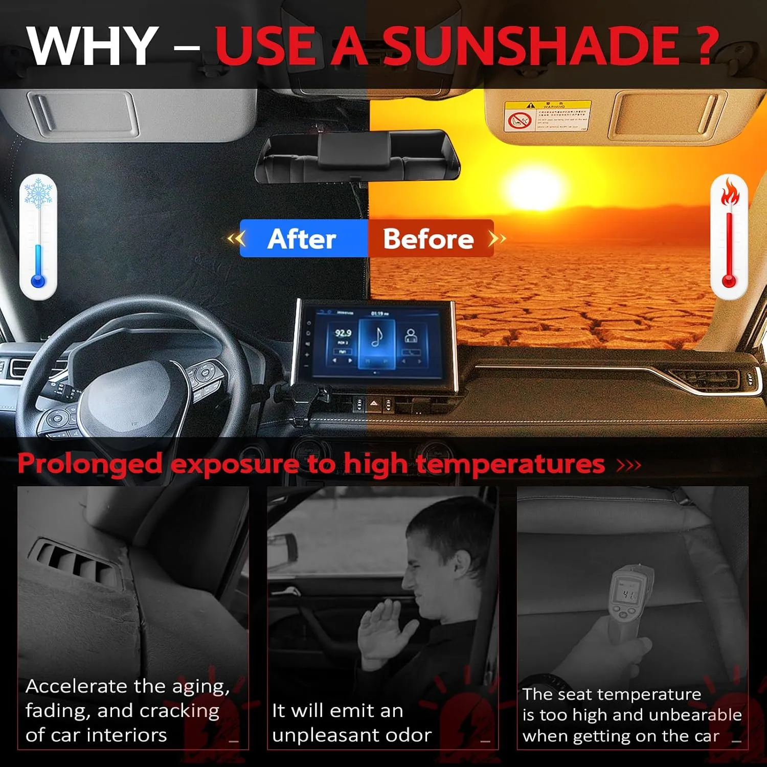 KAYZT Windshield Sun Shade for 2020-2025 Che-vrolet/Chevy Corvette C8 Foldable Sunshade Front Window Custom Fit Car Accessories