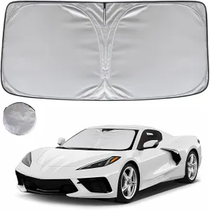 KAYZT Windshield Sun Shade for 2020-2025 Che-vrolet/Chevy Corvette C8 Foldable Sunshade Front Window Custom Fit Car Accessories