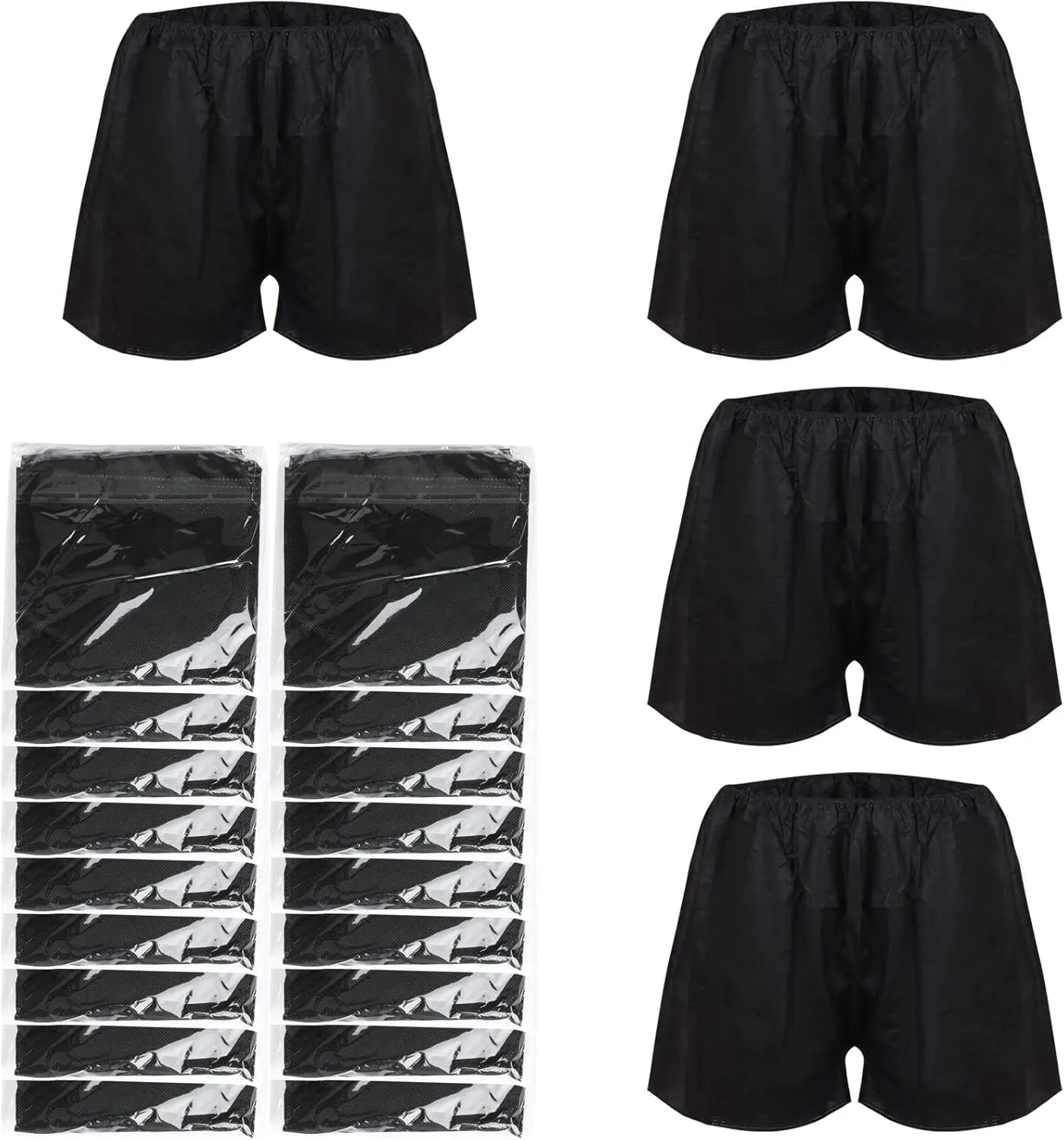 kekafu 50 Pcs Professional Salon Mens Black Boxer Shorts Disposable Mens Shorts Underwear Disposable Male Boxer Shorts Male Disposable Spa Underwear