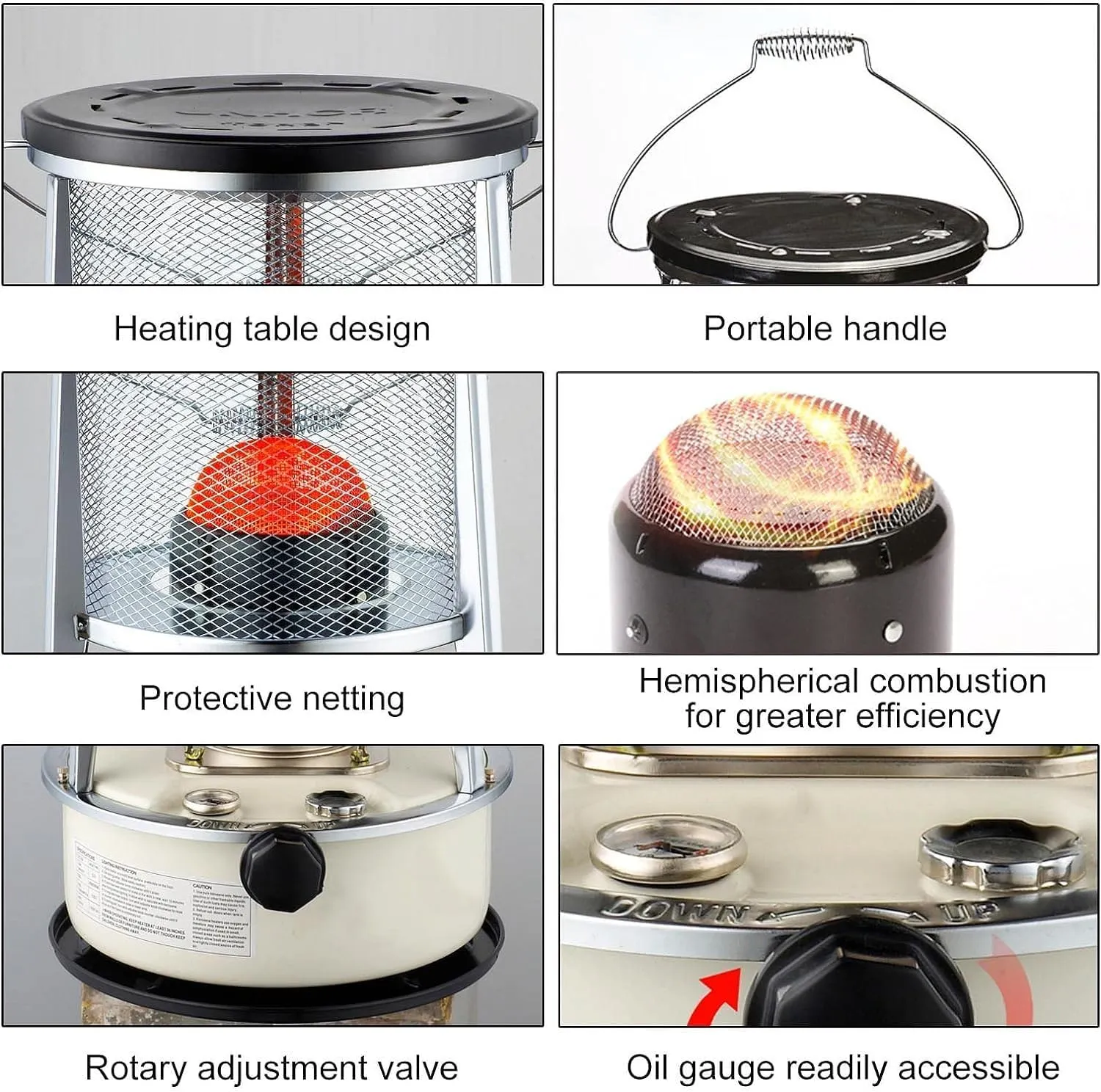 Kerosene Stove Indoor, Kerosene Heater Without Electricity, Portable Petroleum Stove, 4l6l, Paraffin Heater for Outdoor Camping Patio Tent Hiking, with Storage Bag and 5 Wicks