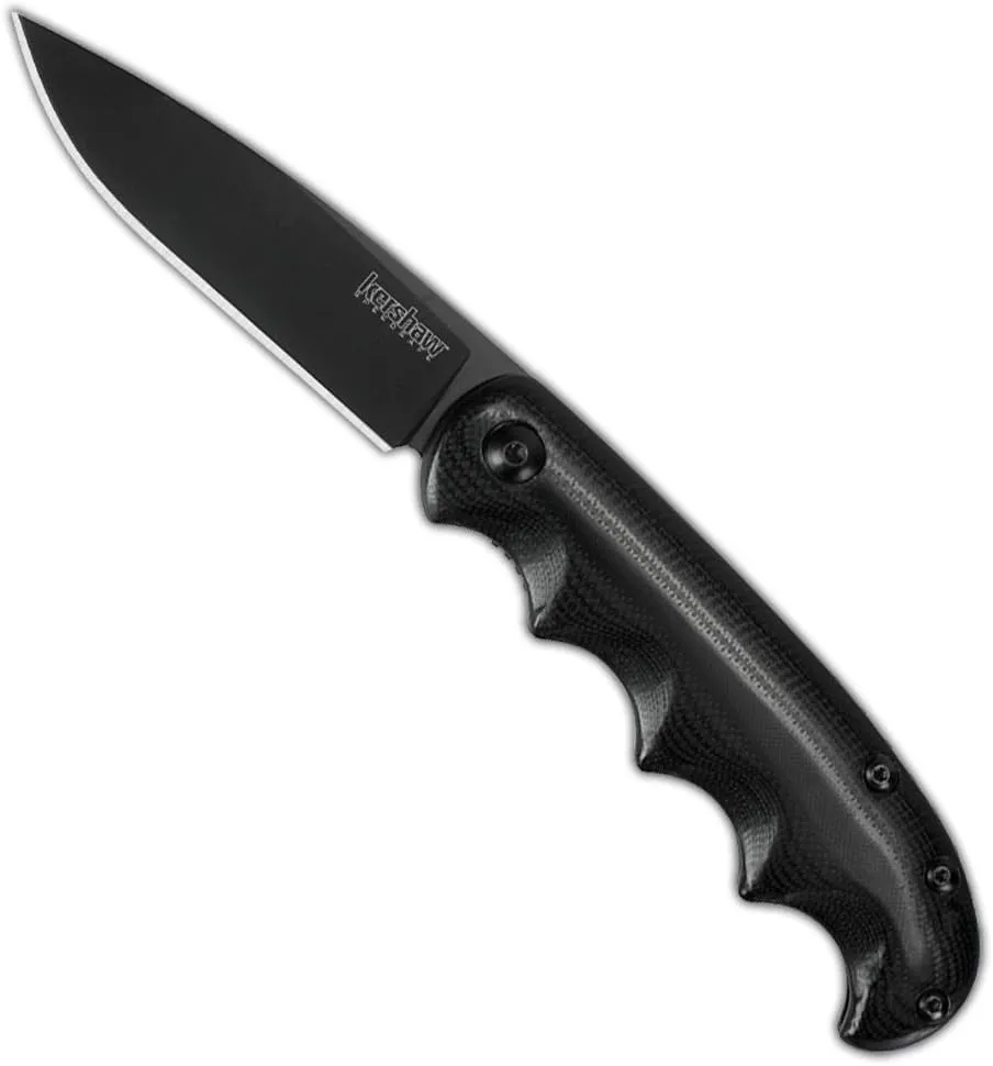 Kershaw AM-5 Pocket Knife (2340), 3.5 Inch Stainless Steel Blade with SpeedSafe Assisted Opening and Frame Lock, G10 Black Gripped Handle and Deep Carry Pocket Clip