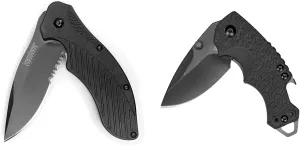 Kershaw Clash Black Serrated 3" Pocketknife and 2.4" Black-Oxide Pocket Knife Bundle