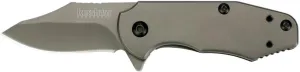 Kershaw Ember (3560) 2 Inch Modified Drop Point Matte Grey Pocket Knife, Small Everyday Carry, Features SpeedSafe Assisted Opening, Flipper and Reversible 3-Position Deep Carry Pocket Clip; 2.2 oz