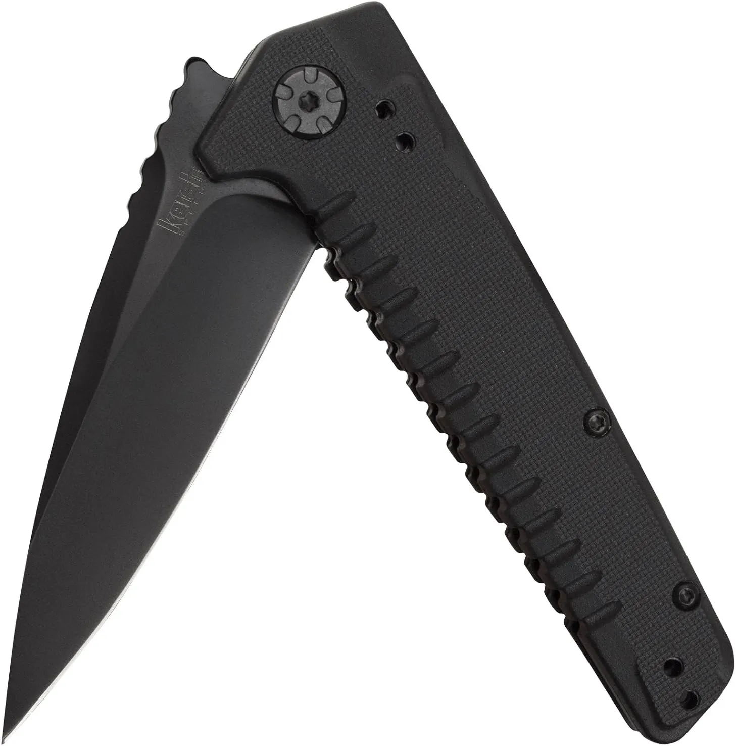 Kershaw Fatback Pocketknife, 3.5" 8Cr13MoV Steel Drop Point Plain Edge Blade, Tactical EDC, One-Handed Assisted Flipper Opening,Black