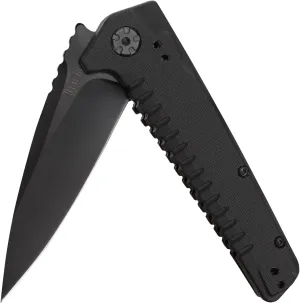 Kershaw Fatback Pocketknife, 3.5" 8Cr13MoV Steel Drop Point Plain Edge Blade, Tactical EDC, One-Handed Assisted Flipper Opening,Black