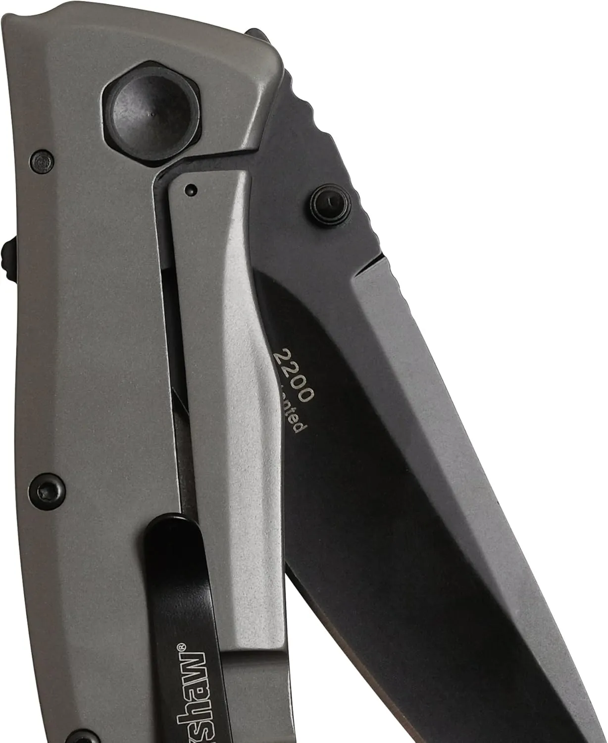 Kershaw Grid Pocketknife, 3.7" 8Cr13MoV Steel Drop Point Plain Edge Blade, Assisted One-Handed Flipper or Thumb Stud Opening, Frame Lock EDC,Grey/Black