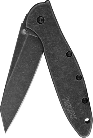 Kershaw Random Leek, Blackwash, 3 inch Sandvik 14C28N Stainless Steel Blade, SpeedSafe Opening, Reverse Tanto, 1660RBW