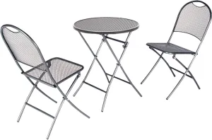 KETTLER Caffe Napoli 3-Piece Bistro Set with 2 Folding Side Chairs and a 24-Inch Folding Mesh Top Table
