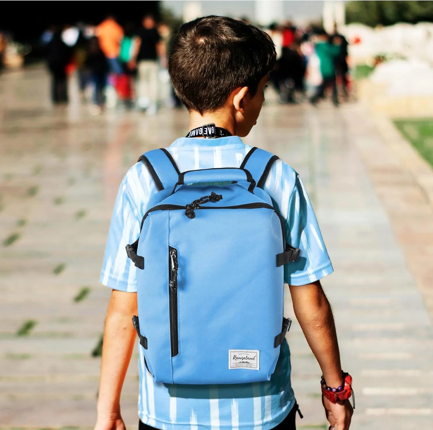 Kids Travel Backpack for Ages 3-6 | Lightweight Suitcase Style Carry-On | 10L Weekender with Tablet Sleeve & Chest Strap | Light Blue