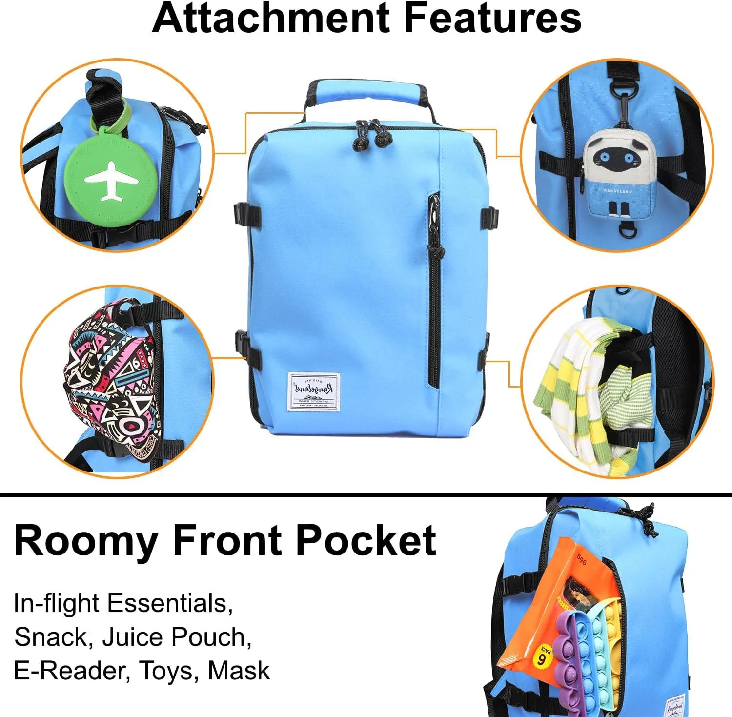 Kids Travel Backpack for Ages 3-6 | Lightweight Suitcase Style Carry-On | 10L Weekender with Tablet Sleeve & Chest Strap | Light Blue