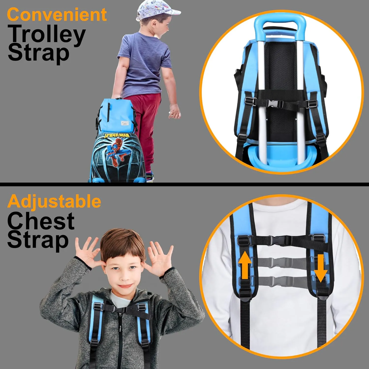 Kids Travel Backpack for Ages 3-6 | Lightweight Suitcase Style Carry-On | 10L Weekender with Tablet Sleeve & Chest Strap | Light Blue