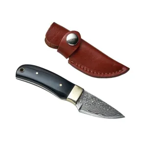 Kings County Tools Damascus Knife - 5.5” Small Knife - Full Tang Fixed Blade Knife with Sheath - Skinning, Bushcraft, Camping or EDC Hunting Knife with Sheath for Belt Knife Collector Gifts for Men