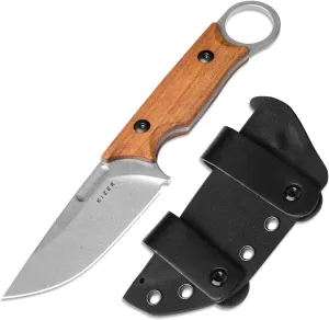 Kizer Cabox Fixed Blade Hunting Knife - 3.36" 154CM Steel, Mkuruti Wood Handle, Sheath Included - Survival Camping Knife 1048M3