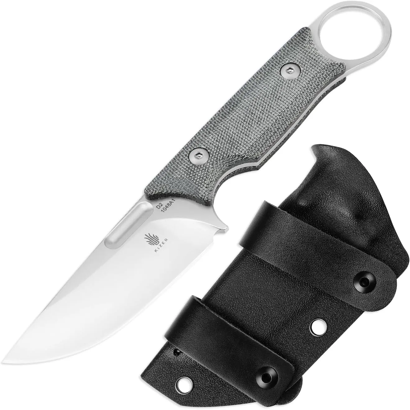 Kizer Cabox Fixed Blade Knife 3.35 Inches D2 Steel Fixed Blade Hunting Knife Micarta Handle with Sheath Pocket Knife1048A1