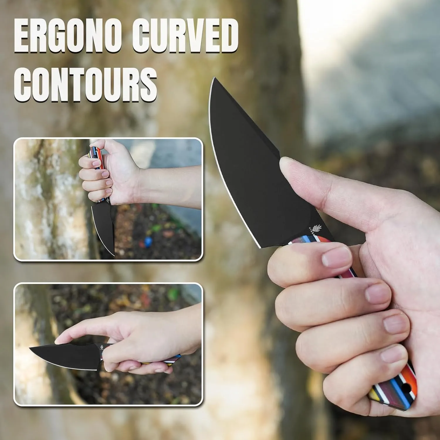 Kizer Harpoon Fixed Blade Knife with Sheath, 3.84” D2 Blade Hunting Knife with G10 Handle, Camping Fixed Blade EDC Knife for Hiking, Survival 1040M2