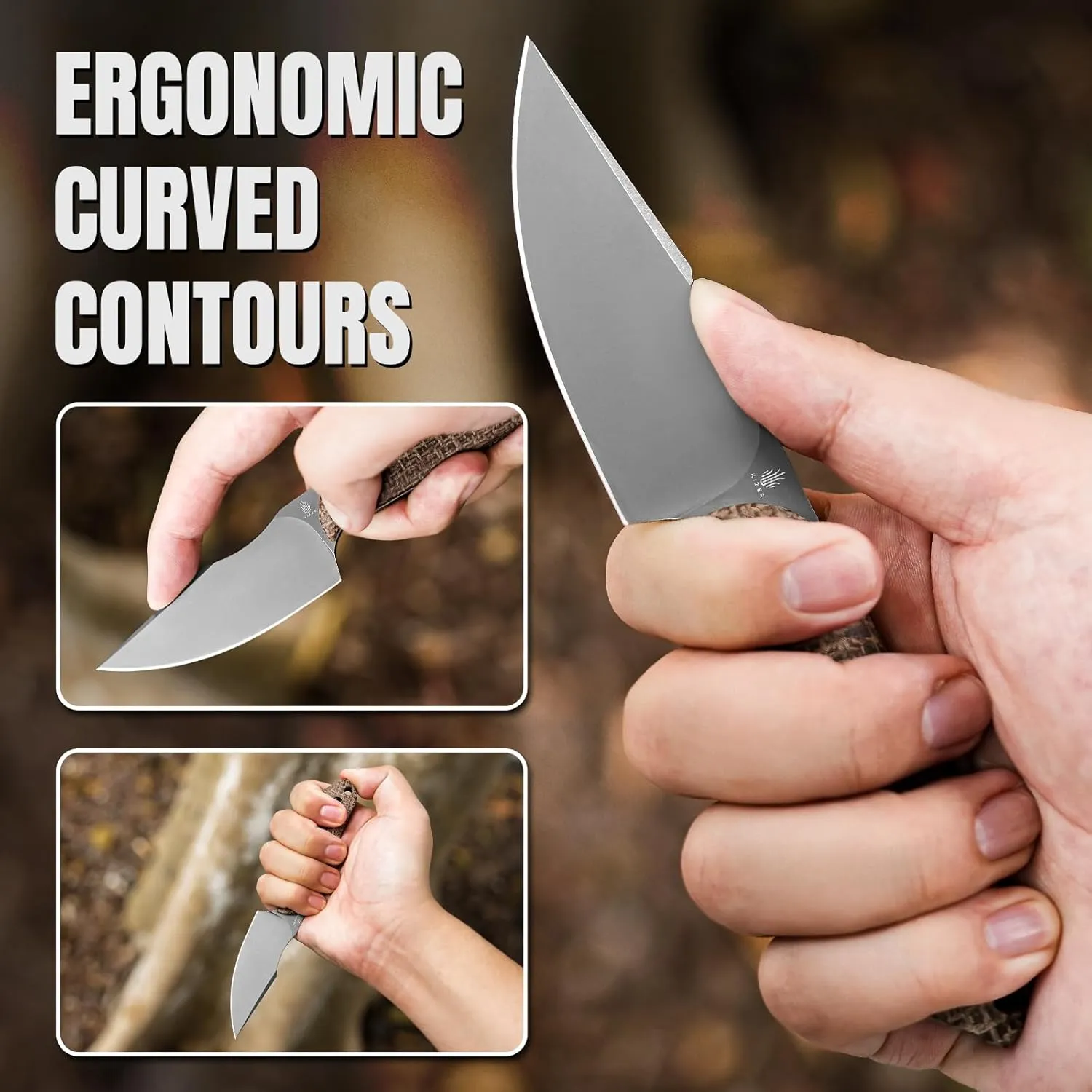 Kizer Mini Harpoon Fixed Blade With Sheath, 3V Blade Hunting With Micarta Handle, Camping Small EDC for Hiking, Survival 1040SM1