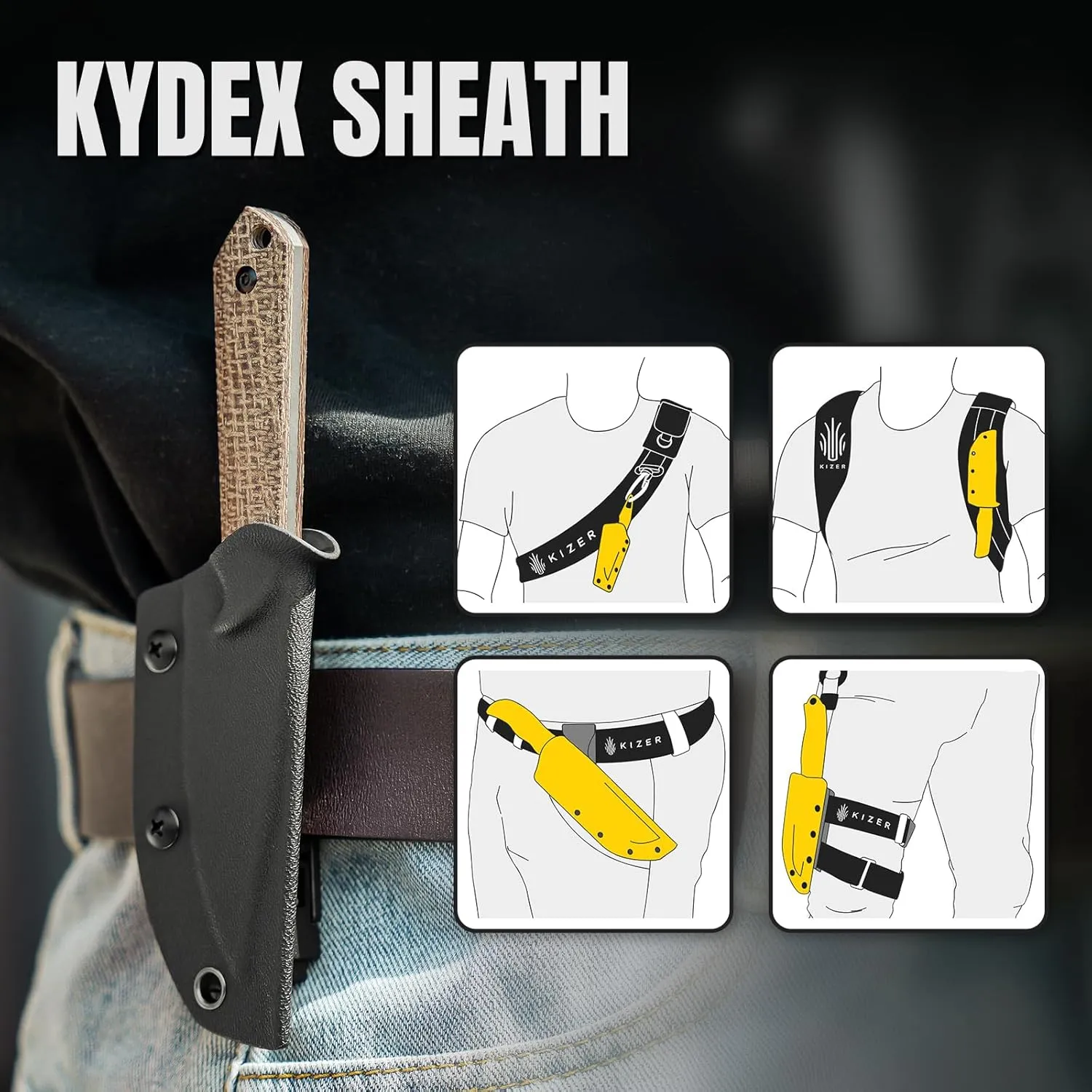 Kizer Mini Harpoon Fixed Blade With Sheath, 3V Blade Hunting With Micarta Handle, Camping Small EDC for Hiking, Survival 1040SM1