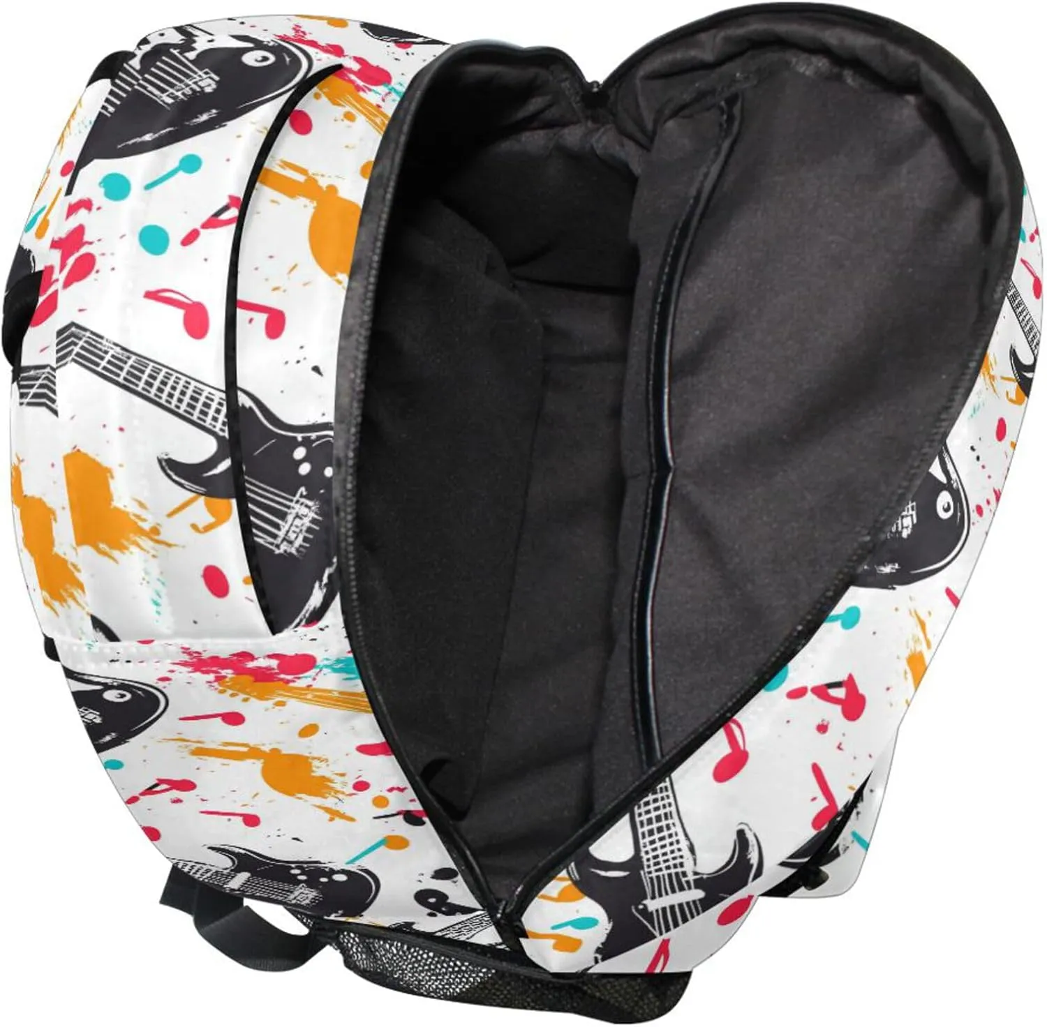 KLL Backpacks for Unisex Adult Fashion Business Work Bag with Chest Strap for College Work Retro Musical Rock White
