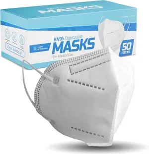 KN95 Face Masks 50 Pack 5-Ply Breathable Filter Disposable Face Masks