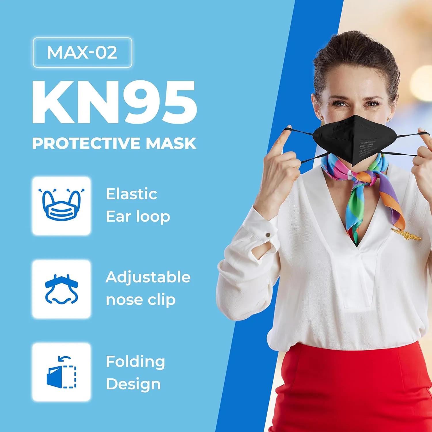 KN95 Face Masks 50 Pack 5-Ply Breathable Filter Disposable Face Masks