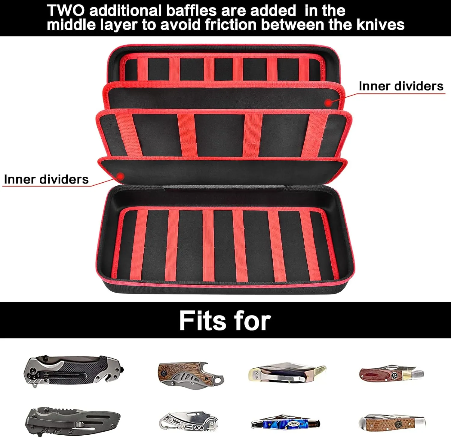 Knife Display Case for 64  Pocket Knives, Folding Knives Cases for Collections, Butterfly Knife Storage Bag Holder Roll Organizer for Survival, Tactical, Outdoor, Kitchen, EDC Mini Knife (Red)