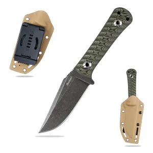 Knives DC53 Steel EDC Tactical Fixed Blade Knife G10 Handle with kydex sheath for Men Camping Survival Hunting Outdoor (Black Green)