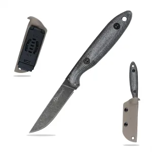 Knives DC53 Steel Tactical Fixed Blade Knife with kydex sheath for Men EDC Outdoor Camping Survival Hunting (Black stone wash)