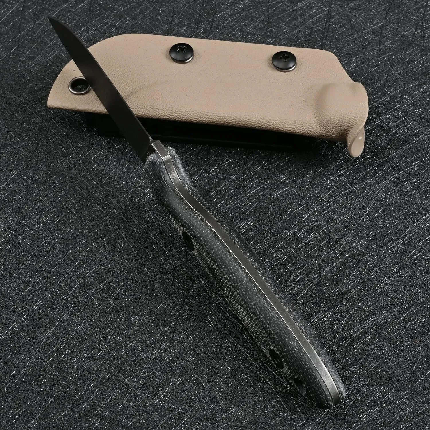 Knives DC53 Steel Tactical Fixed Blade Knife with kydex sheath for Men EDC Outdoor Camping Survival Hunting (Black stone wash)