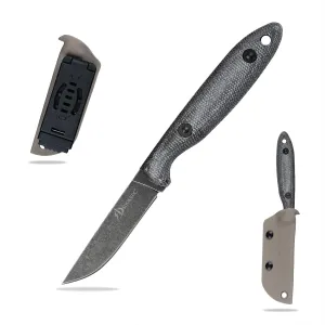 Knives DC53 Steel Tactical Fixed Blade Knife with kydex sheath for Men EDC Outdoor Camping Survival Hunting (Black stone wash)