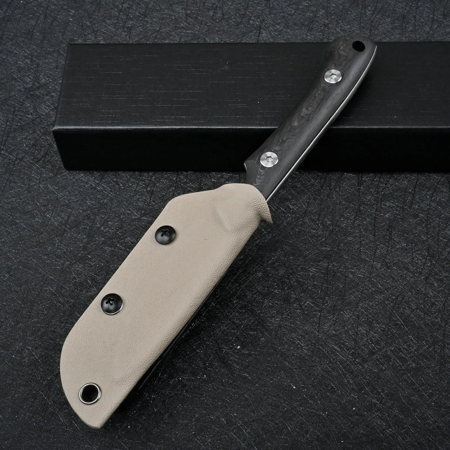 Knives DC53 Steel Tactical Fixed Blade Knife with kydex sheath for Men EDC Outdoor Camping Survival Hunting (Carbon Fiber Handle)