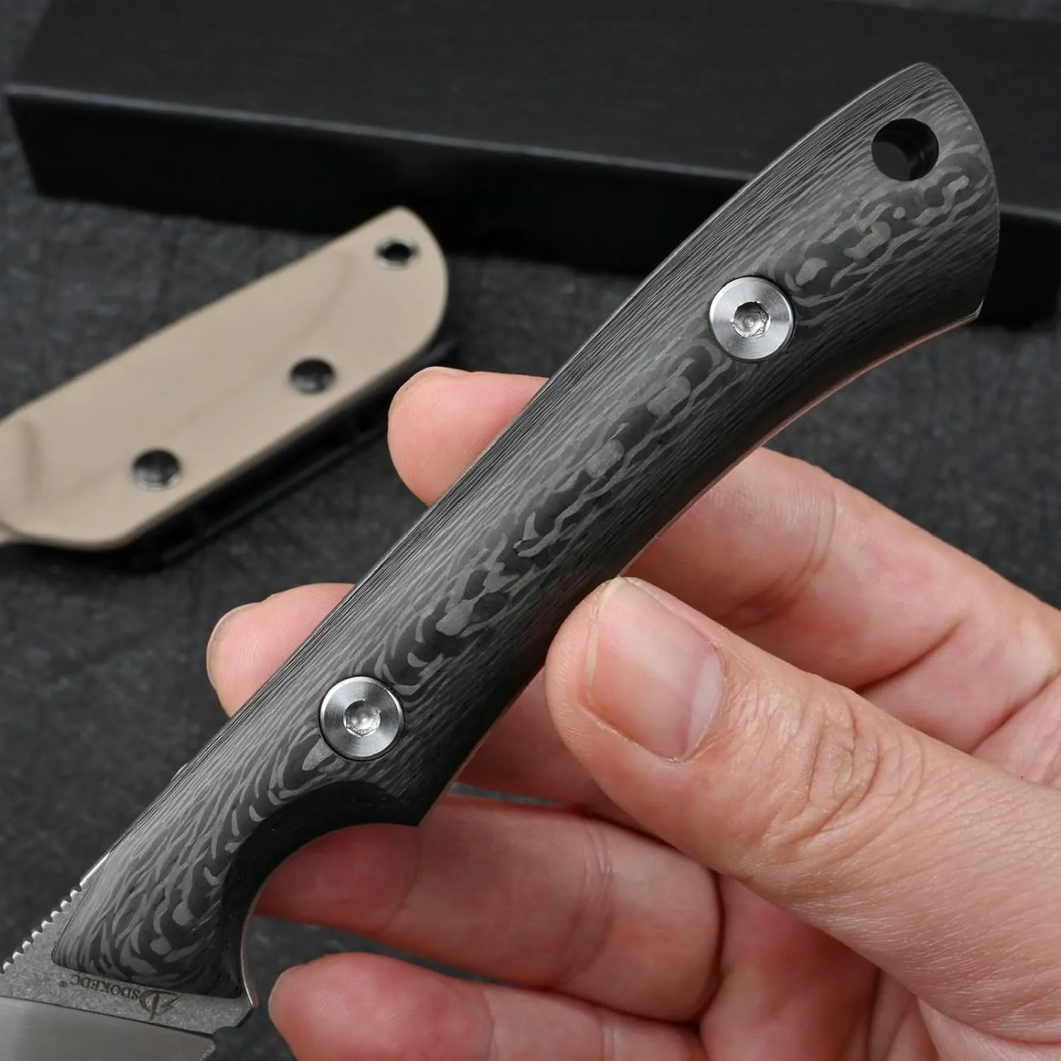 Knives DC53 Steel Tactical Fixed Blade Knife with kydex sheath for Men EDC Outdoor Camping Survival Hunting (Carbon Fiber Handle)