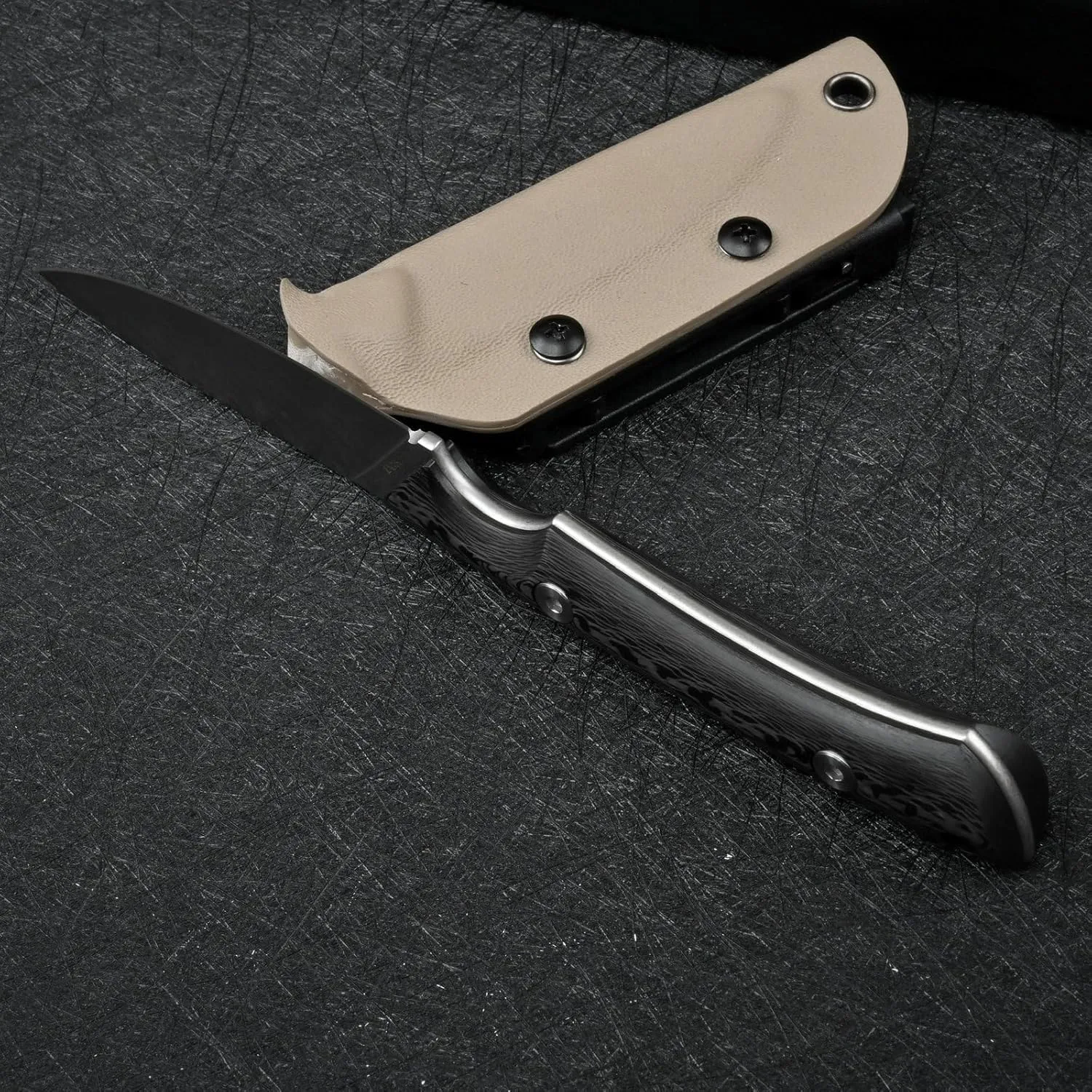 Knives DC53 Steel Tactical Fixed Blade Knife with kydex sheath for Men EDC Outdoor Camping Survival Hunting (Carbon Fiber Handle)