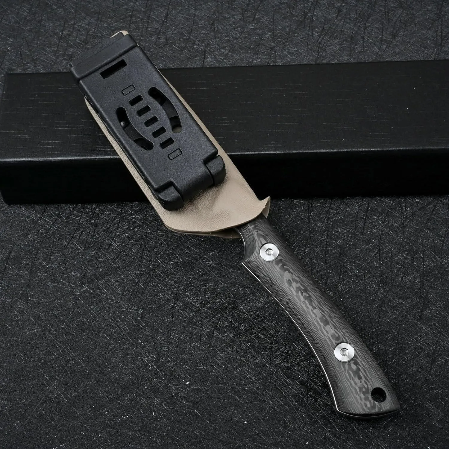 Knives DC53 Steel Tactical Fixed Blade Knife with kydex sheath for Men EDC Outdoor Camping Survival Hunting (Carbon Fiber Handle)