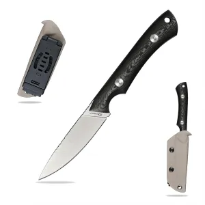 Knives DC53 Steel Tactical Fixed Blade Knife with kydex sheath for Men EDC Outdoor Camping Survival Hunting (Carbon Fiber Handle)