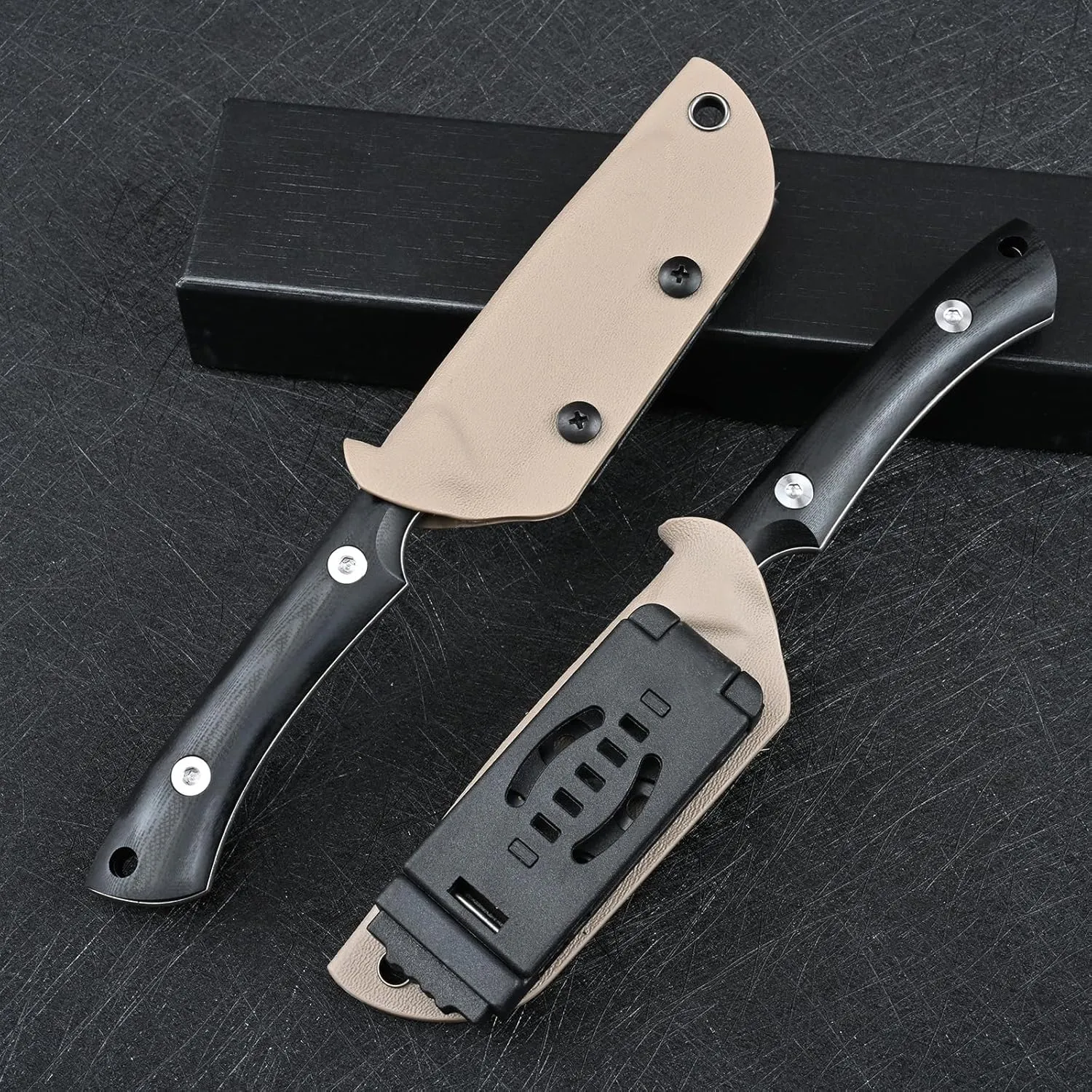Knives DC53 Steel Tactical Fixed Blade Knife with kydex sheath for Men EDC Outdoor Camping Survival Hunting (White G10 Black)