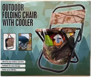 Kole Imports Outdoor Folding Chair with Cooler Bag, 22" x 12"