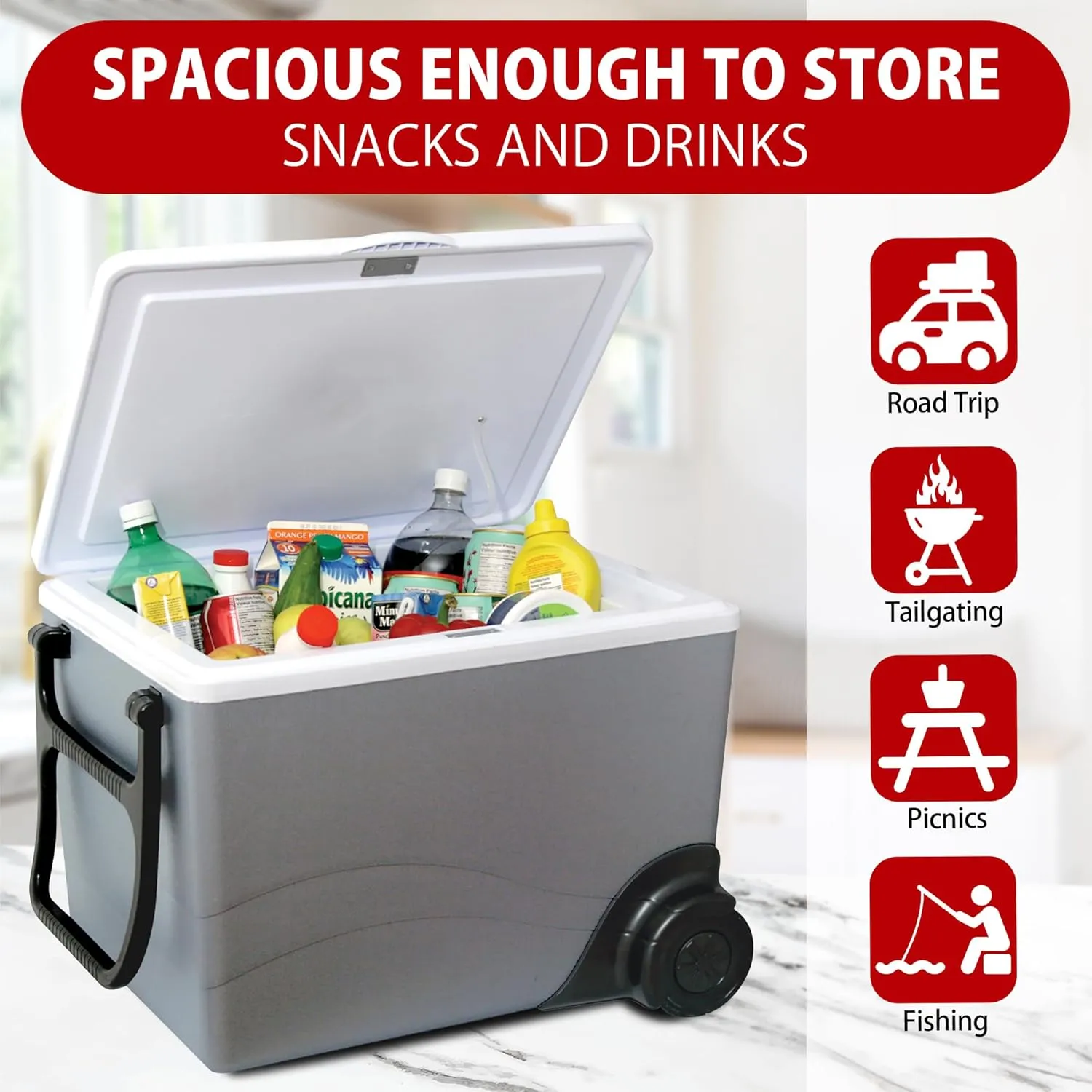 Koolatron Portable Cooler - Electric Cooler for Car, Camping, Travel, 12 V Insulated Hard Sided Refrigerator for Vehicle, Boat, Truck, No Ice Cooling, Cools Drinks,Food for Road Trip, 36 qt
